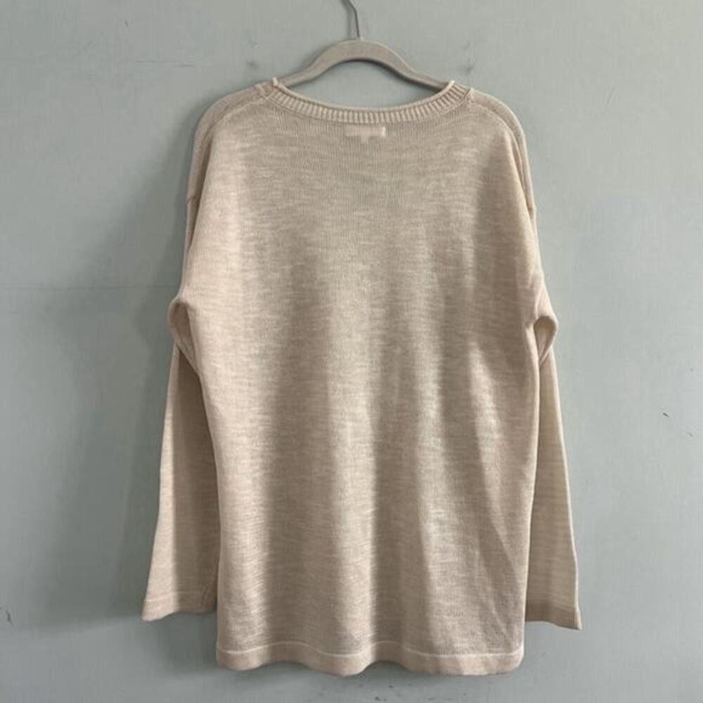 Little Lies Side Slit Cream Crewneck Knit Pullover Sweater - Picture 3 of 6